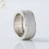 Heren trouwring Iced Out Mens ronde Moissanite verlovingsring volledige eeuwigheid bruiloft brede band ring voor vrouwen