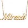 Colares com nome milagroso pingente personalizado para mulheres, meninas, crianças, melhores amigos, mães, presentes, banhado a ouro 18k, aço inoxidável
