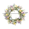 Decorative Flowers Easter Egg Wreath Decoration 45cm 18inch Spring Artificial Flower Garland For Holiday Window Farmhouse Office Home