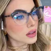 Sonnenbrille 2024 Cat Eye Brillenrahmen Frauen TR90 Anti Blue Light Gläser Europäische und amerikanische flache Spiegel Myopie