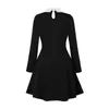 Casual Dresses Retro Turn-Down Collar Long Sleeve Elegant Short Autumn Winter Clothes for Women Keyhole Back A-Line Dress SR1423