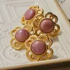 Ohrstecker, Vintage, handgefertigt, romantisch, rosa, natürlicher roter Stein, Blumen-Retro-Ohrring