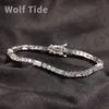 Wolf Tide 3mm Bling CZ Bracelet de tennis en pierre Baguette Full Iced Out Round Square Cumbic Zircon Chaîne Bracelet