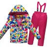 Suits 30 Degrees Children Winter Ski Suit Waterproof Plus Veet Warm Girl Jacket Coat 414 Years Boy Cotton Overalls Snowsuit