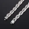 8mm Fully Iced Out Rope Chain Necklace Spring Clasp Link Chain Bracelet 925 Sterling Silver and Vvs Moissanite