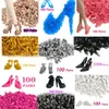 Mix Style 100 Pairs Fashion Shoes High Heels Boots Sandals For Doll Accessories Girl 16 Dollhouse Toys JJ 240223