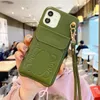 Projektant foneCase iPhone 15 14 13 12 11 EBELE CASE MĘŻCZYZNA KOBIETA LISTA KONETAazy z kartą kieszonkową Połączenie telefonu komórkowe Crossbody Cause Crossbody