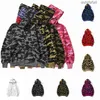 Sweat à capuche pour hommes Full Zip Up Sweats à capuche Veste de camouflage surdimensionnée Sweat à capuche à manches longues Homme Femme Tech Fleece Cardigan Manteaux Bapes Sweatshirts Top C3MS