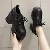 2023 rendas até primavera bombas femininas mocassins pretos y 10cm plataforma de salto alto britânico outono senhoras sapatos de fundo grosso 240301