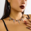 Collana con orecchini con pendente a forma di teschio e catena in metallo con girocollo gotico, gioielli punk