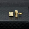 New Mens Jewelry Stud Earrings Hip Hop Cubic Zirconia Diamond Fashion Copper White Gold Filled Crystal Earring275k