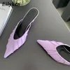 Eilyeken Fashion Purple Pink Pointed Toe Women Slippers Koncise Casual Thin Low Heels Ladies Mules Slides Shoes 240228