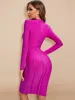 Dress Beaukey Long Sleeve Wysoka jakość HL Bandage sukienka 2023 For Women Office Lady Bodycon Dress Color Black Wine Red Purple Club XL