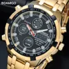 BOAMIGO BRAND Watches Wojskowe Mężczyzn Sport Watches Auto Data Chronograph Gold Steel Digital Quartz WristWatches Relogio Masculino Ly210m