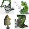 Decorative Objects Figurines NORTHEUINS 2 Pcs Resin Fishing Frog Figurines Modern Nordic Creative Home Decorative Accessories For Study Desktop Ornament Gift T24