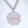 Ny ankomst Big Size Round Disk Pendant Iced Out Full Bling CZ Anpassad initial nummer Symbol Spin Pendant Necklace