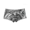 Underpants Boxer Shorts Leather Men Underpants Panties Y Briefs Trunk Metal Tight Bandage Underpant Gay Bikini Drop Delivery Apparel Dhir6