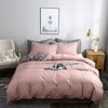 Duvet Cover Sets Pink And Grey AB Side Texture Printed Plain Color Bedding Set Single Solid King Size Comforter Cover Pillowcase249N