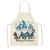 20 Home Christmas Apron Cotton Hemp Santa Claus Tree Creative Kitchen Anti Oil Stain Hanging Neck 240227