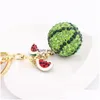 Key Rings Alloy Keychain For Women Handbag Crystal Rhinestone Watermelon Lovely Ring Car Holder Charm Jewelry Drop Delivery Dhk1K