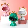 Dekorativa objekt figurer Lucky Cat Staty Sculpture Table Decoration Miniature figur Sundries förvaringslåda Modernt vardagsrum Skrivbord Heminredning Ornament T24