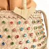 Evening Bags Summer Women Crystal Embellished Tote Bag Rainbow Bucket Women's Shoulder Handbags 2024 Purses Diamond