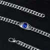 Luster Jewelry Wholesale Price Dark Blue Evil Tanzanite Eye Miami S925 Silver Iced Out Necklace Cuban Link Chain for Women Best quality