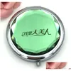 Kompakta speglar Crystal Compact Mirror Logo Print Graverad kosmetisk förstoring Make Up Wedding Present till gäster D Drop Delivery Health DHSHA