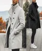 2020 haute qualité manteaux hommes hiver classique mince automne Trench mâle poches décontractées solide longue coupe-vent Vintage mélanges manteaux5381896