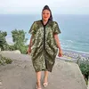 Ethnische Kleidung Plus Size Afrikanische Kleider für Frauen 2024 Frühling Sommer Afrika Kurzarm V-Ausschnitt Polyester Party Abendkleid