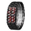 Orologio da uomo di moda Orologi da uomo Orologio da polso digitale full metal LED rosso Samurai per uomo Ragazzo Sport Orologi semplici relogio masculino1284G