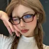 Solglasögon Girl Optical Glasses Vintage Red Transparent Oval Frame Trend Brand Reading Computer Anti Blue Light Fashion