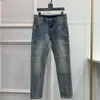 Lente zomer luxe jeans designer broek mode zwaar gewassen denim broek stretch slim fit kokerbroek