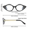 Sunglasses Cat Eye Stripe Anti Blue Light Glasses Women Small Size Y2K Optical Spectacles Frame Fashion Rivet Prescription Eyeglass