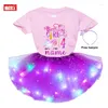 Robes Tutu licorne pour filles, tenue chemise d'anniversaire, ensemble pour tenues de fête, robe princesse légère, t-shirt avec nom personnalisé