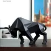 Objets décoratifs Figurines Résine Wall Street Bull Statue Bison Sculpture Décoration Abstrait Animal Figurine Chambre Bureau Maison Étude Décor Ornements Cadeau T240309