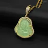 Pendant Necklaces Hip Hop Bling Iced Out Gold Color Stainless Steel Luminous Maitreya Laughing Buddha Pendants For Men Women Jewelry