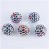 Brinquedo de descompressão 5.0cm Colorf Beads Malha Squish Uva Bola Fidget Brinquedo Anti Ventilação Squishy Balls Squeeze Brinquedos Descompressão Ansiedade R Dhzfk