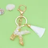 Keychains ZOSHI Exquisite 26 Letters Resin Charms For Women White Tassel Key Rings Handbag Ornaments Accessories