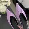 Eilyken Mode Paars Roze Puntschoen Vrouwen Slippers Beknopte Casual Dunne Lage Hakken Dames Muilezels Slides Schoenen 240228