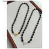 Pendant Necklaces Pendant Necklaces Brass Natural Black Jade Beads Chain Necklace Women Jewelry Punk Designer Runway Rare Gown Boho Jan Korean L240309