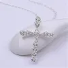 45 cm Crystal 14k White Gold Necklace Wedding Charms Women Lady Noble Fashion Jewelry Classic Cross Nice Gift