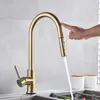 Küchenarmaturen 304 Edelstahl Smart Touch Waschbecken Wasserhahn Zugdüse