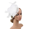 Kopfbedeckungen 16 Farbe Frauen Große Rüschen Blume Fascinator Hut Vintage Solide Multi Feder Tee Party Entenschnabel Haar Clip221j