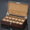 Titta på lådor Fall 12 Slots Träarrangör Luxury Watches Holder Case Wood Jewelry Gift Case Storage Box With Lock3152