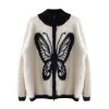 Sweaters Winter Mink Hair Sweater Men Women Vintage Harajuku Butterfly Pattern Sweaters Loose Double Zipper Cardigan Jumpers Y2k Grunge