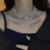Viviennes Westwoods Saturn Diamond Inlaid Pearl Necklace Multi-Layer Bracelet Planet Neck Clavicular Chain女性