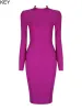 Dress Beaukey Long Sleeve Wysoka jakość HL Bandage sukienka 2023 For Women Office Lady Bodycon Dress Color Black Wine Red Purple Club XL