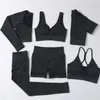 Ribbed Washed Seamless Yoga Set Crop Top Women Shirt Leggings Two Piece Outfit Workout Fitness Wear Gym kostym Sport Set kläder 240228