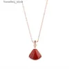 Pendant Necklaces Solid 925 Sterling Silver Fan Shed Pendant Necklace Black Agate Pink Opal Women Collaone Necklaces Jewelry272F L240309